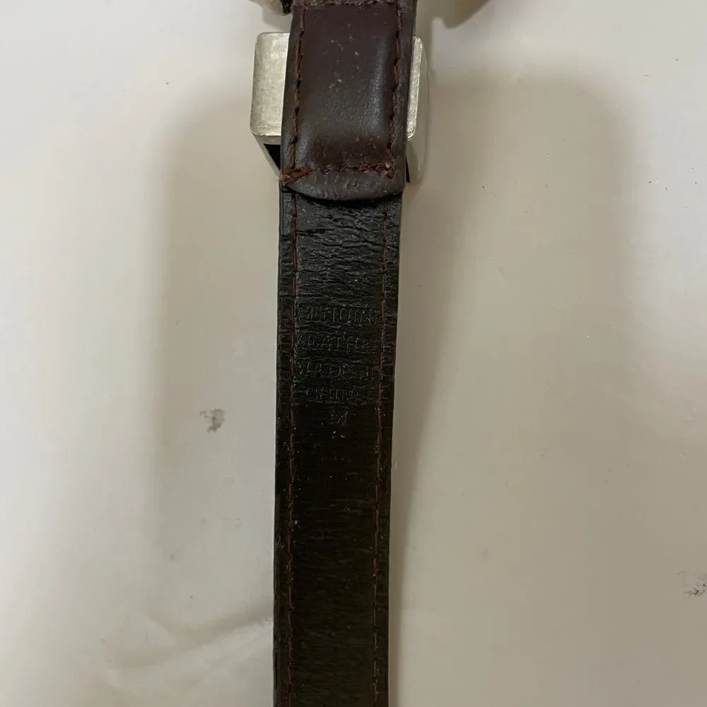 VINTAGE BROWN‎ LEATHER BELT WITH GOLD AND SILVER TONE ACCENTS
